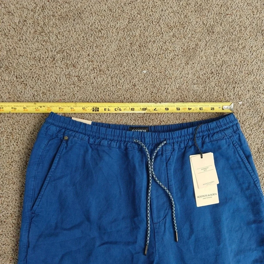 NWT Scotch & Soda Fave Men Blue Linen Cotton Garment Dye Chino Pants‎